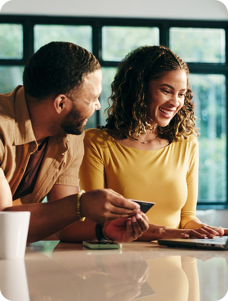 Couple managing finances together